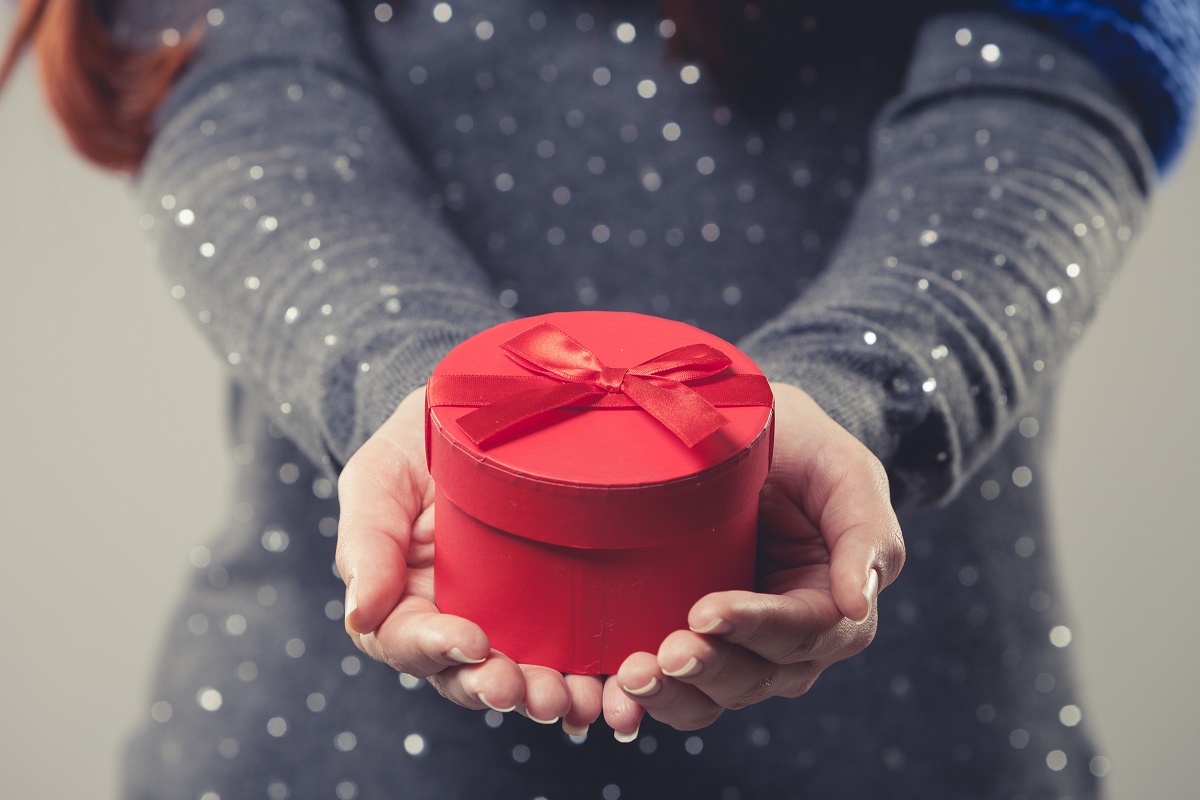 holding a gift