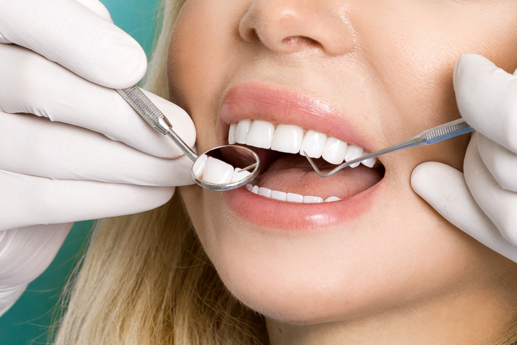 A woman getting a dental checkup