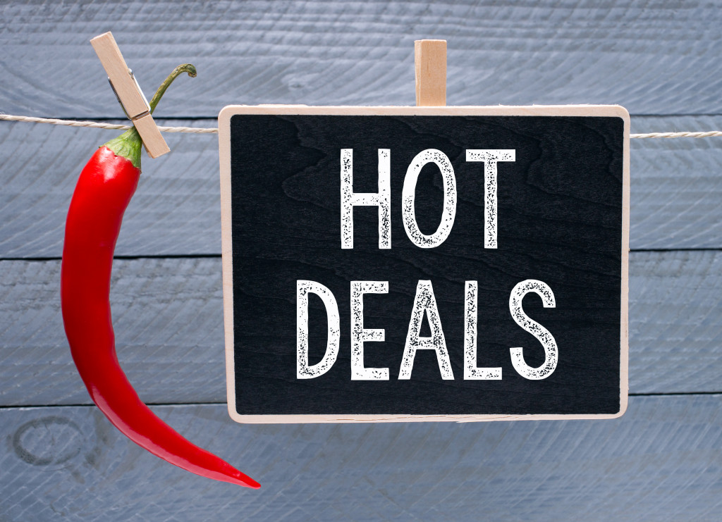 hot deals with chili pepper concept of advertising