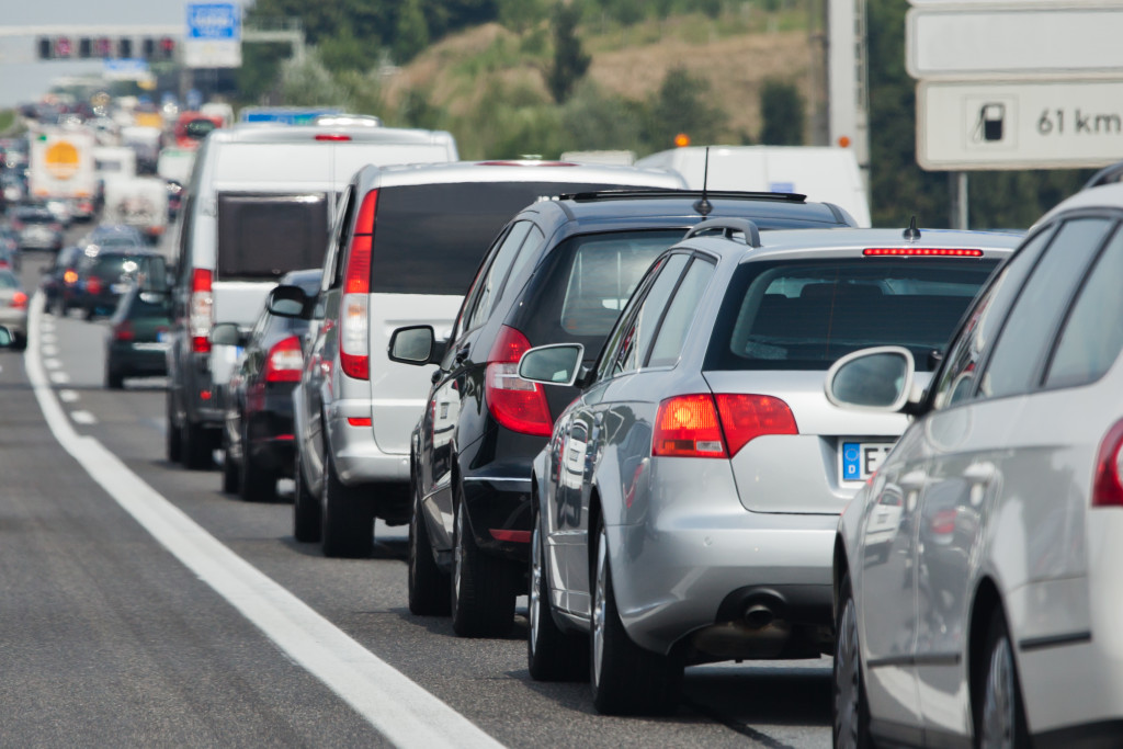 cars stuck in traffic