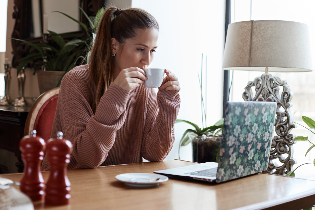 A woman looking over home expenses