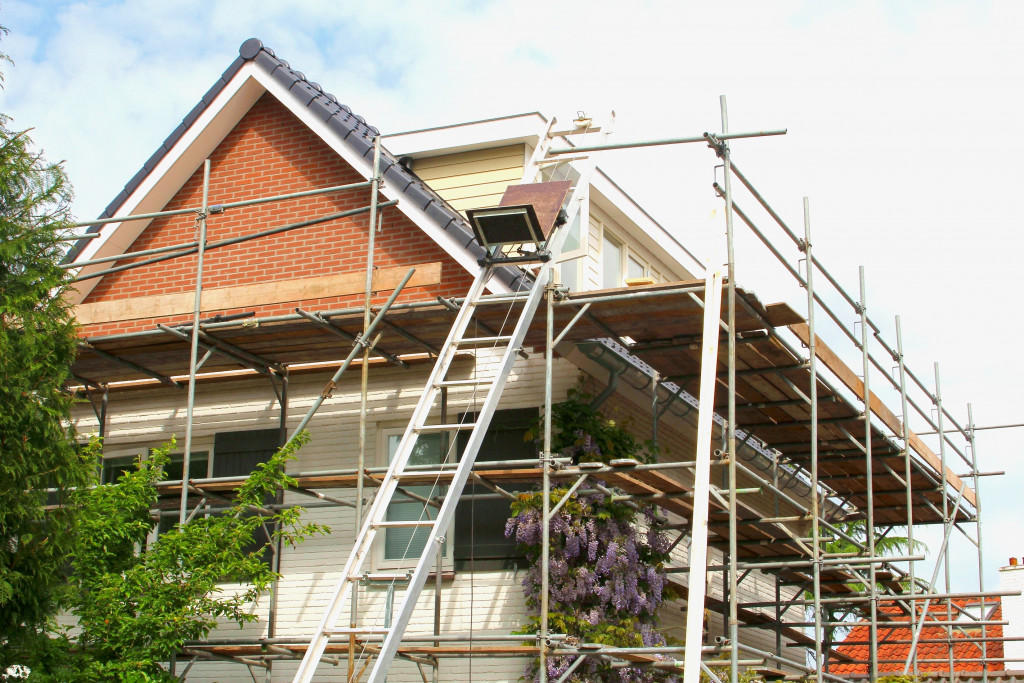 Exterior portion of a home being renovated