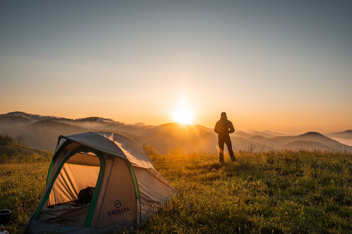 man hiking