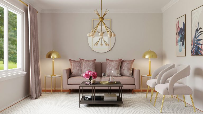 living room with feminine touches